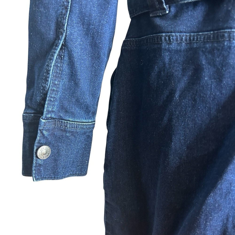 Joe Fresh Dark Navy Long-Sleeve Denim Shirt Dress with Tie Waist - Picture 4 of 8